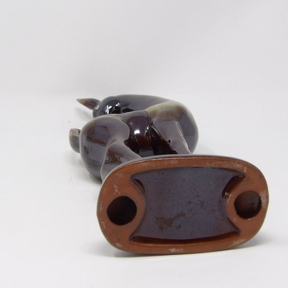 Vintage Tall Thin Art Deco Style Deer Figure Statue Brown Drip Glaze 12 3/4" H x - Picture 10 of 10